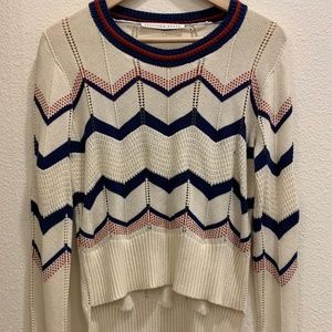 Veronica Beard Chevron Patterned Crewneck Sweater